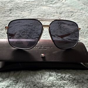 Rag & Bone Gold and Black Aviator Sunglasses